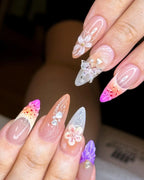 Handmade Blossom Mermaid with 3D Butterfly Press-on Nails P44