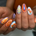 Handmade Blue Mediterranean Italian Seafood Summer Artistic Press on Nails O43