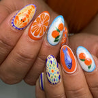 Handmade Blue Mediterranean Italian Seafood Summer Artistic Press on Nails O43