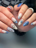 Handmade Celestial Sun & Moon Shimmering Artisan Press-on Nails V56