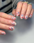 Handmade Cherry Blossom Purple Floral Garden Art Summer Press on Nails H48