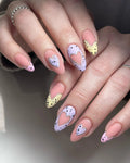 Egg Shell Easter Handmade Pastel Heart Shape Press on Nails B47