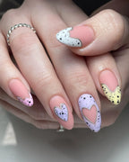 Egg Shell Easter Handmade Pastel Heart Shape Press on Nails B47
