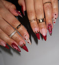 Burgundy Leopard & 3D Red Gem Press On Nails by Icy Nails 4u | Luxury Cat Eye Stiletto | OB03LU