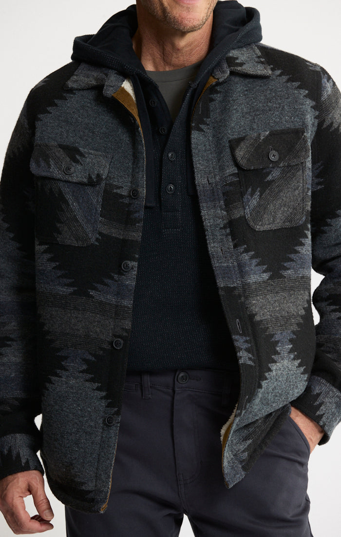 Sherpa Lined Wool Blend Shirt Jacket