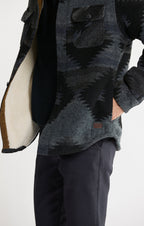 Sherpa Lined Wool Blend Shirt Jacket