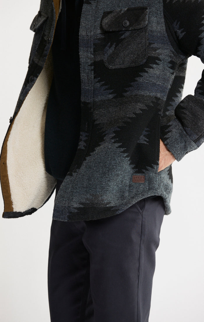 Sherpa Lined Wool Blend Shirt Jacket