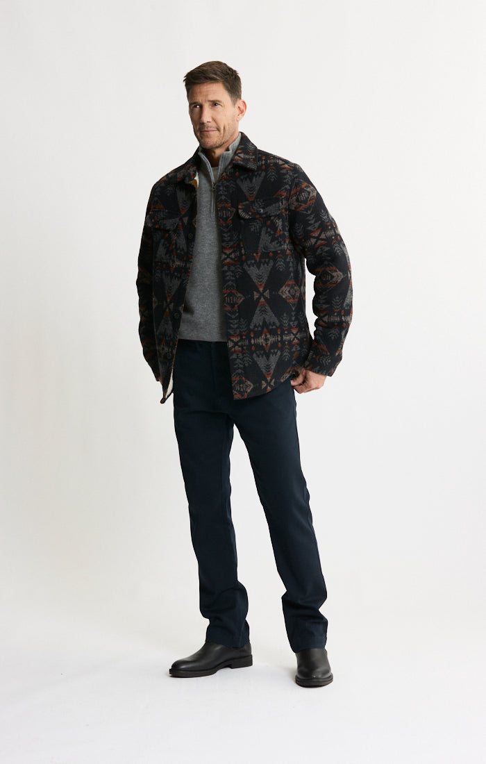 Sherpa Lined Wool Blend Shirt Jacket
