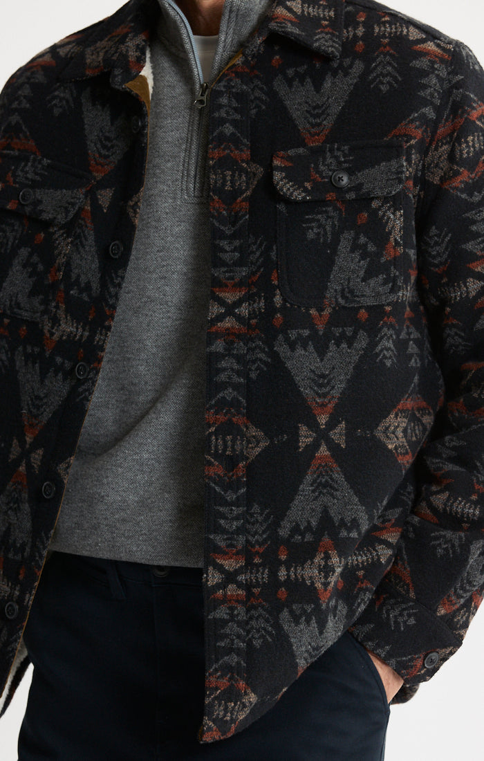Sherpa Lined Wool Blend Shirt Jacket