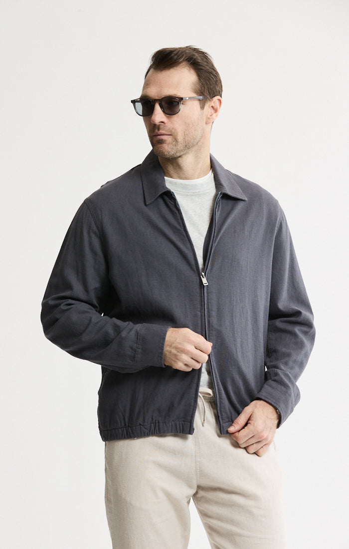 Linen Blend Zip Jacket
