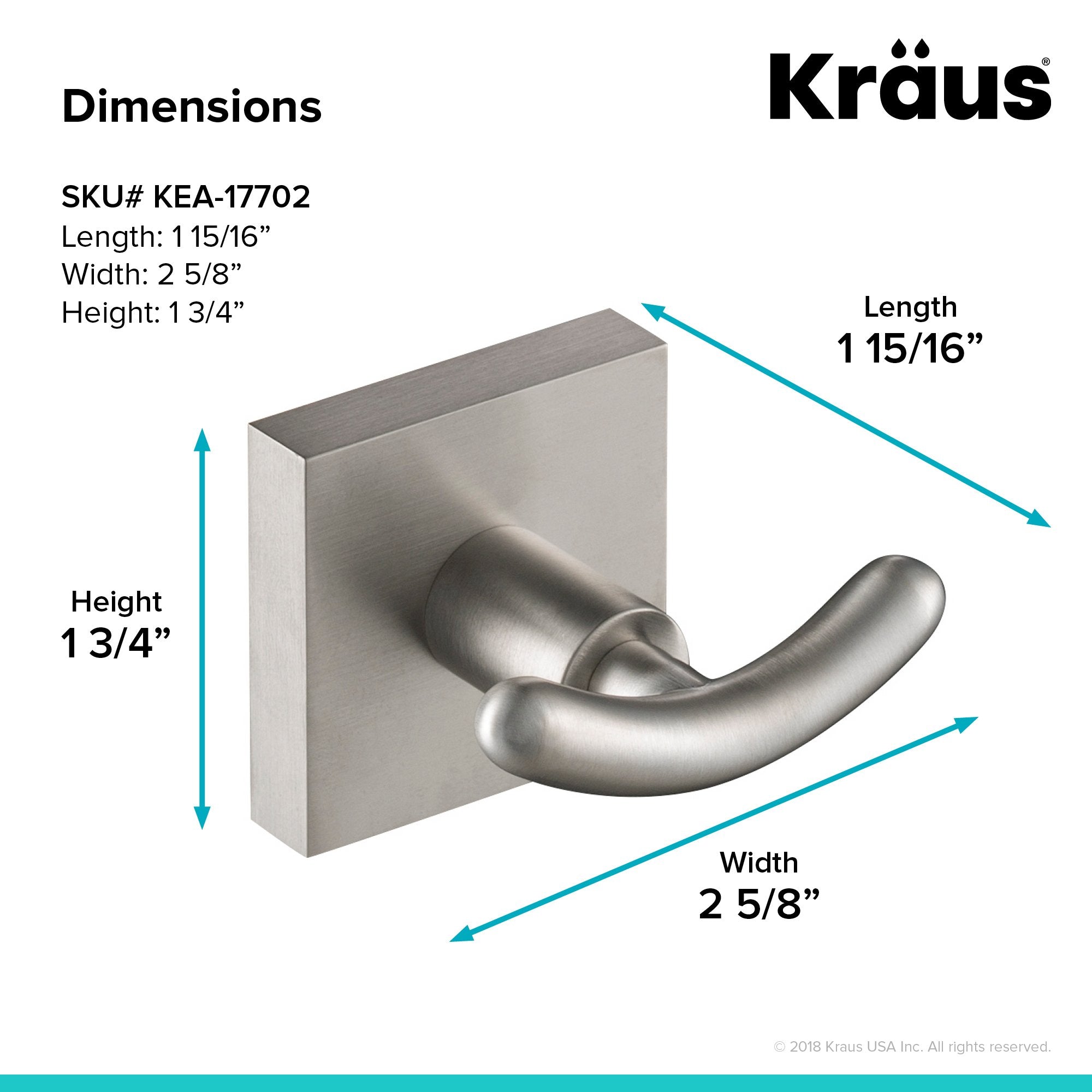 KRAUS Ventus Bathroom Robe and Towel Double Hook