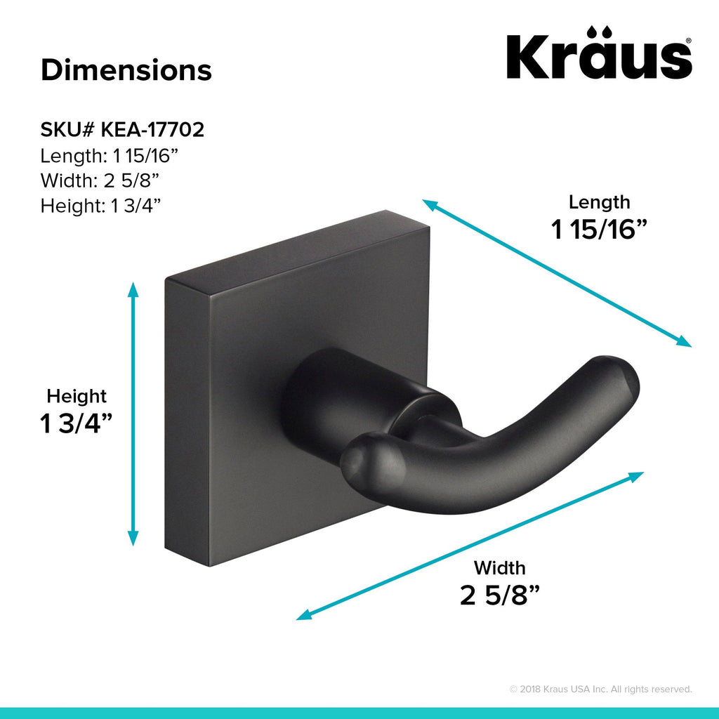 KRAUS Ventus Bathroom Robe and Towel Double Hook