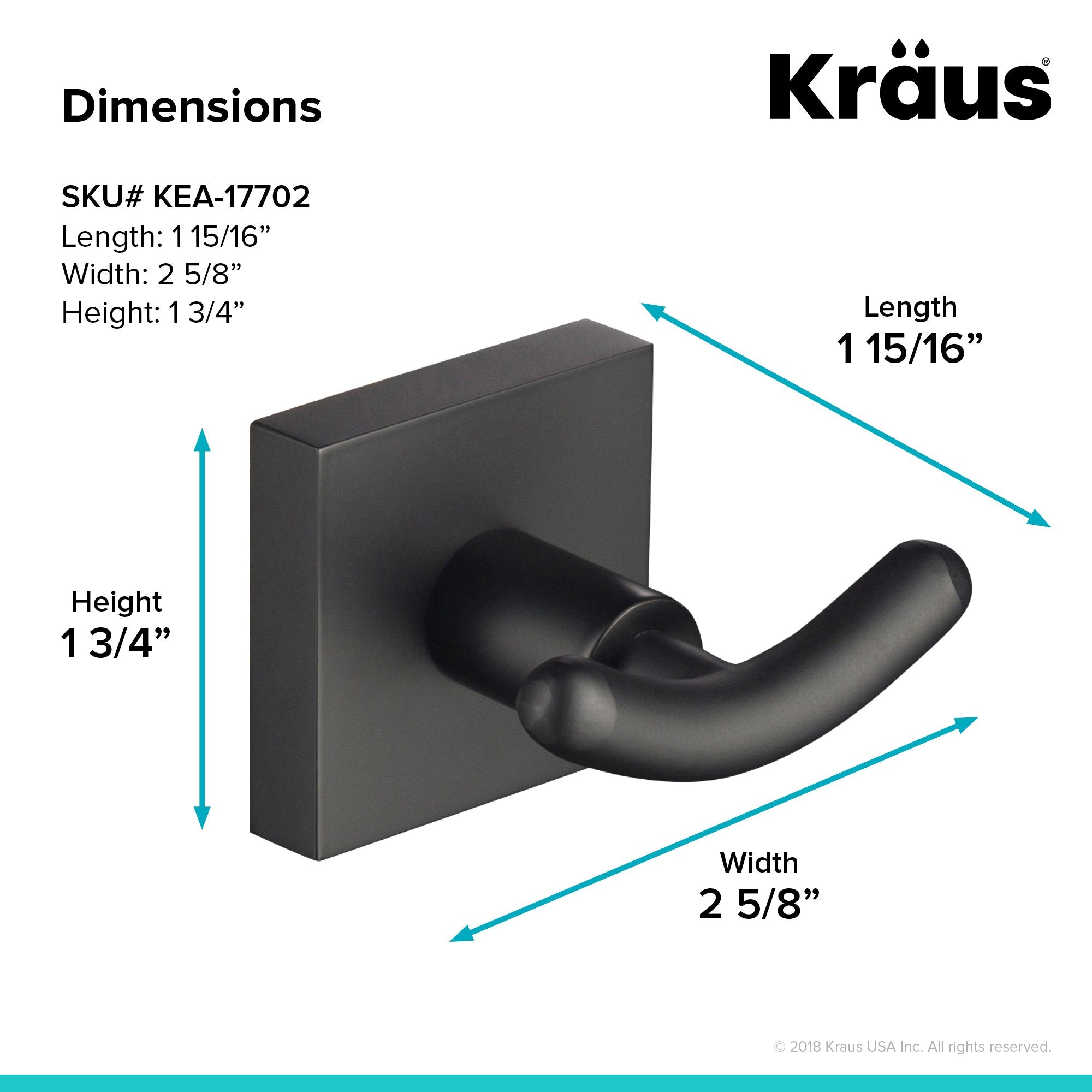 KRAUS Ventus Bathroom Robe and Towel Double Hook