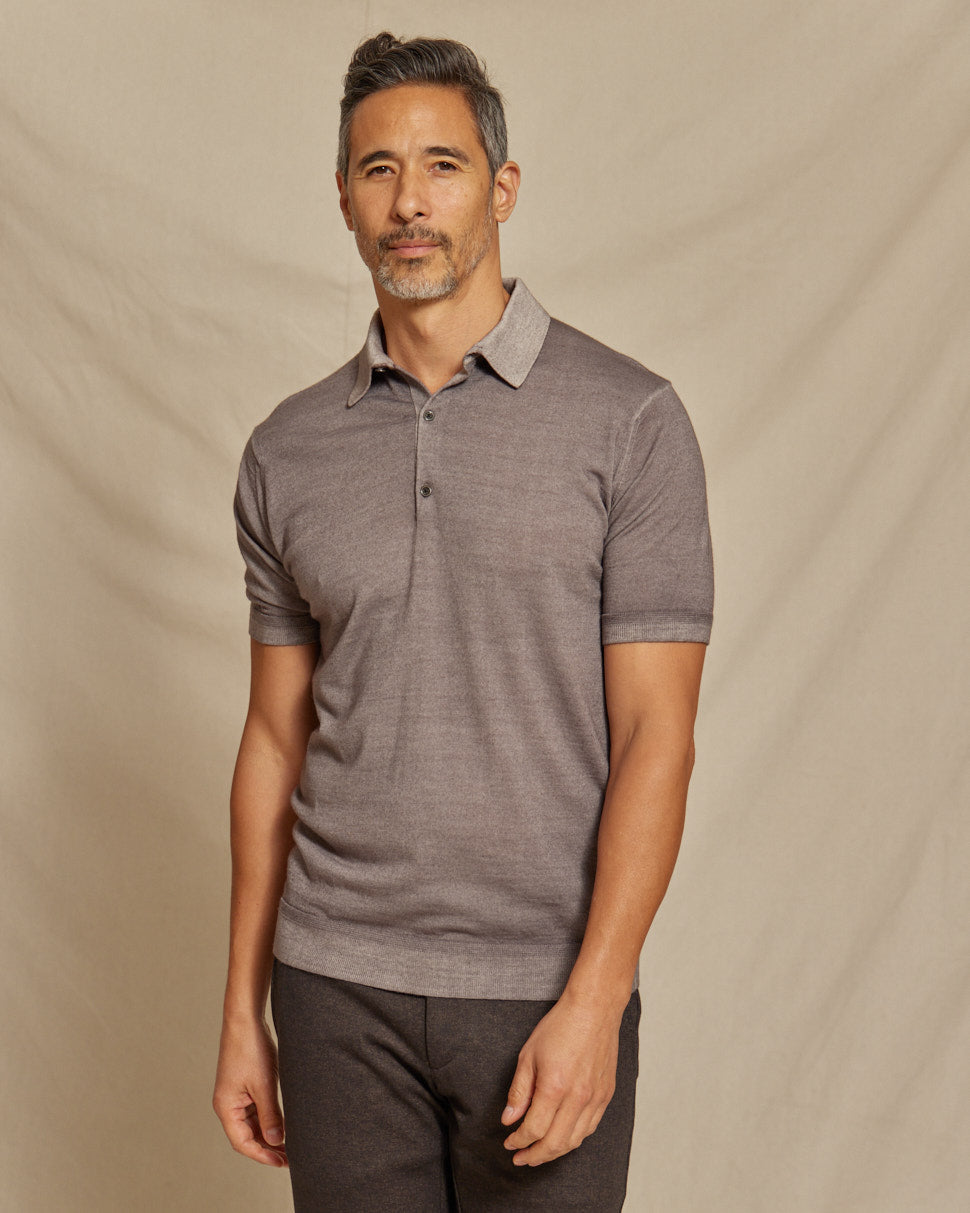 The Cillian - SS Lightweight MERINOmax Polo - Fawn
