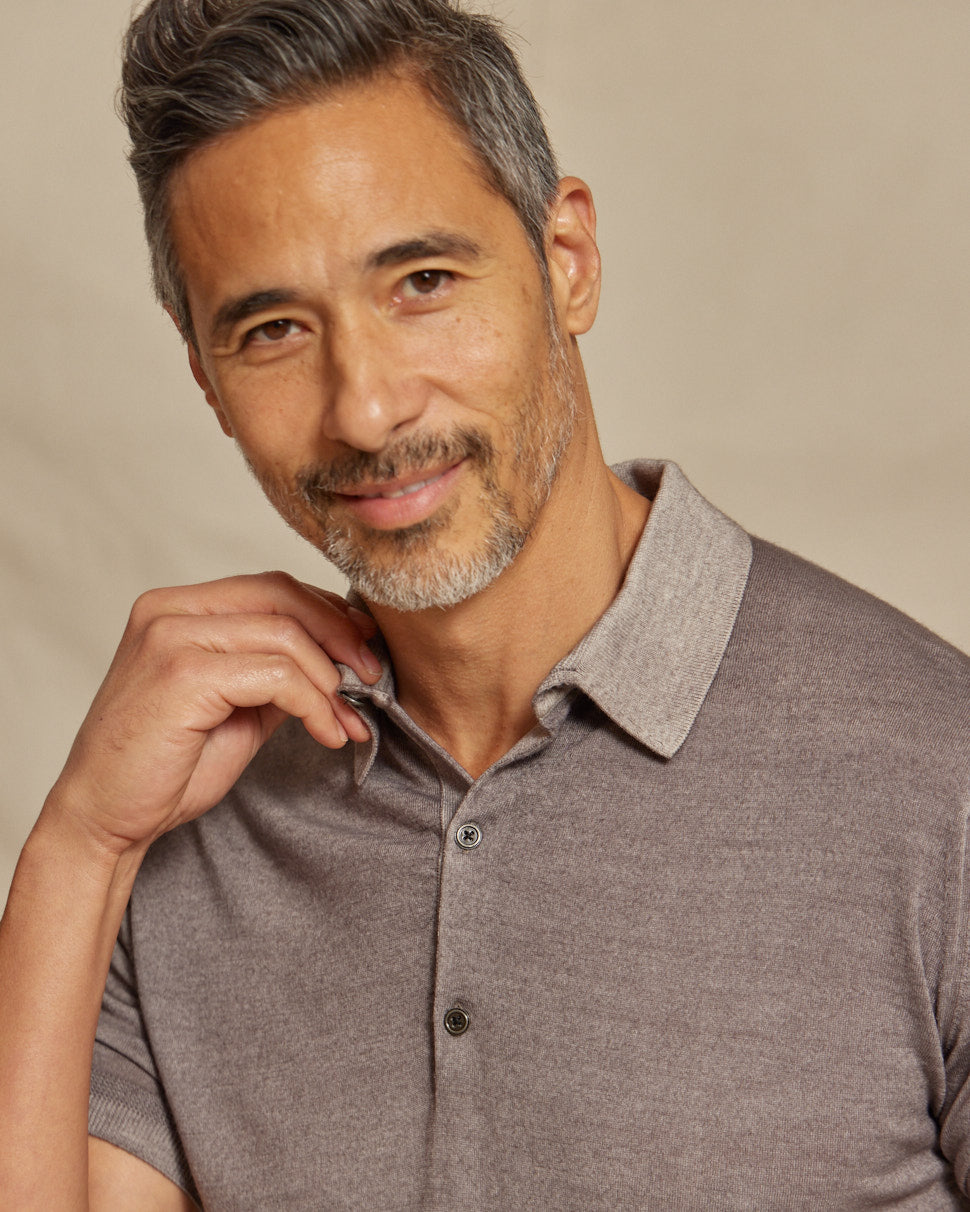 The Cillian - SS Lightweight MERINOmax Polo - Fawn