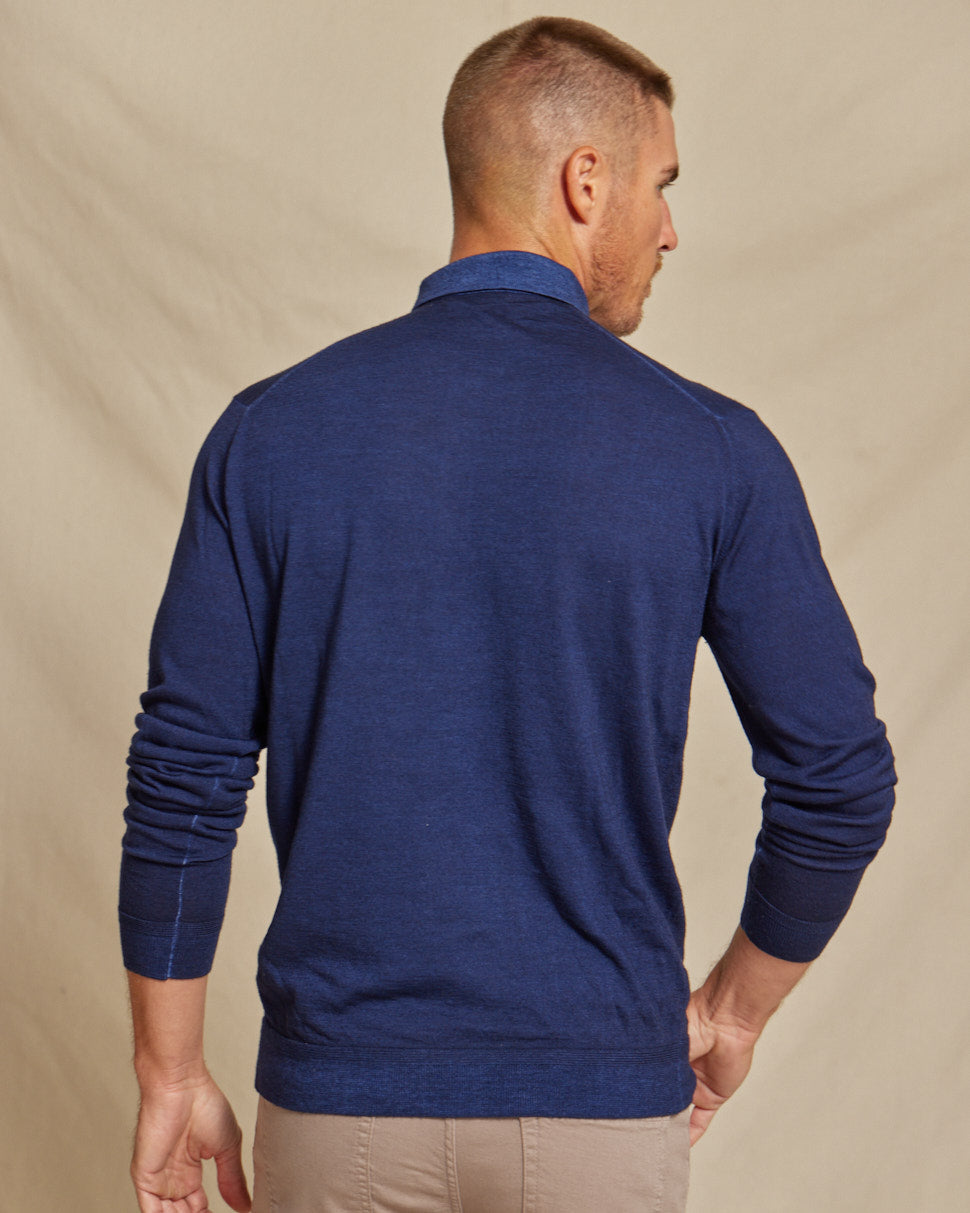 The Harrison - LS Lightweight MERINOmax Polo - Navy