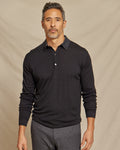 The Harrison - LS Lightweight MERINOmax Polo - Black