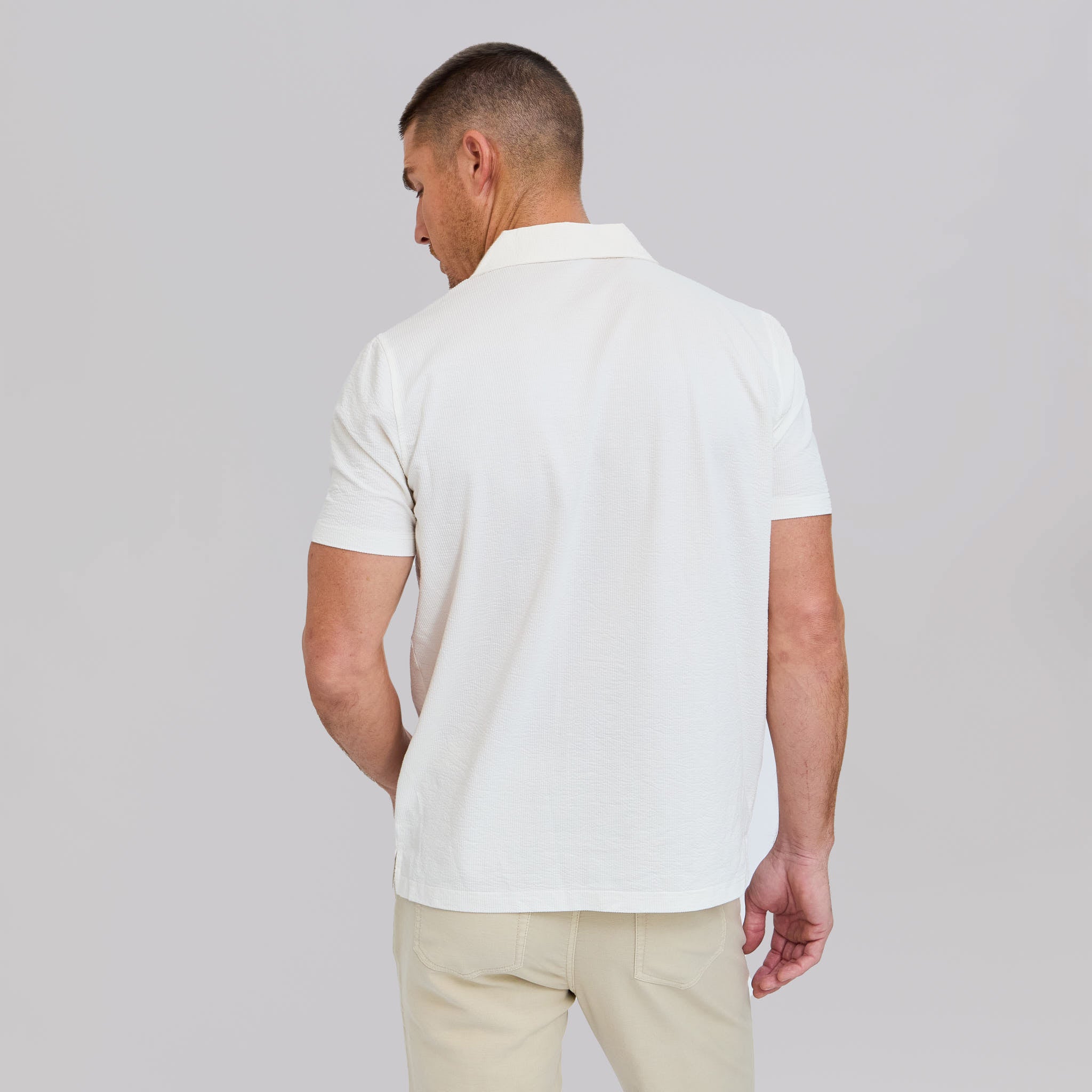 The Bodhi - Stretch Seersucker Cabana Shirt - White