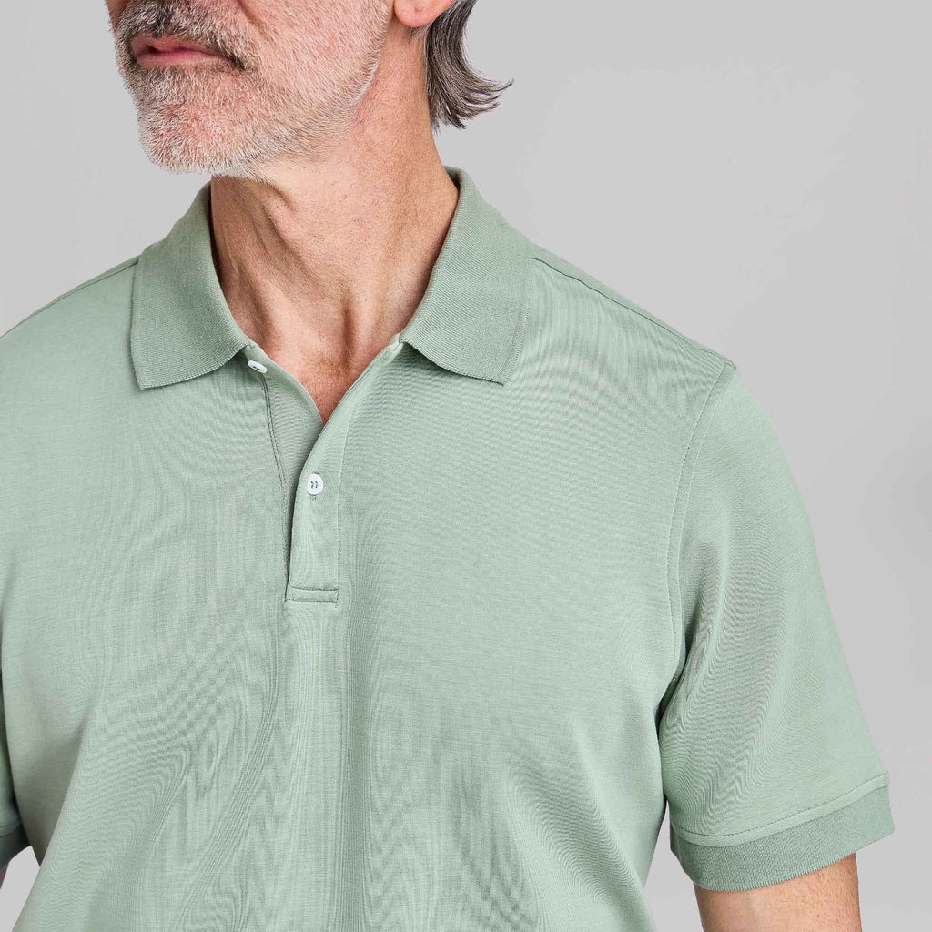 The Holden - Sand Washed Double Knit SS Polo - Pine