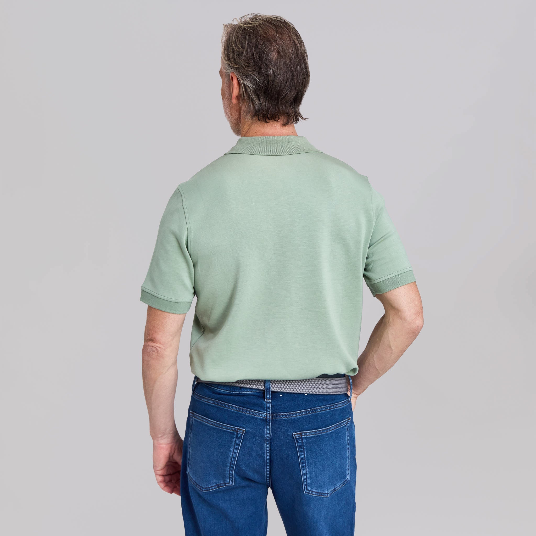 The Holden - Sand Washed Double Knit SS Polo - Pine