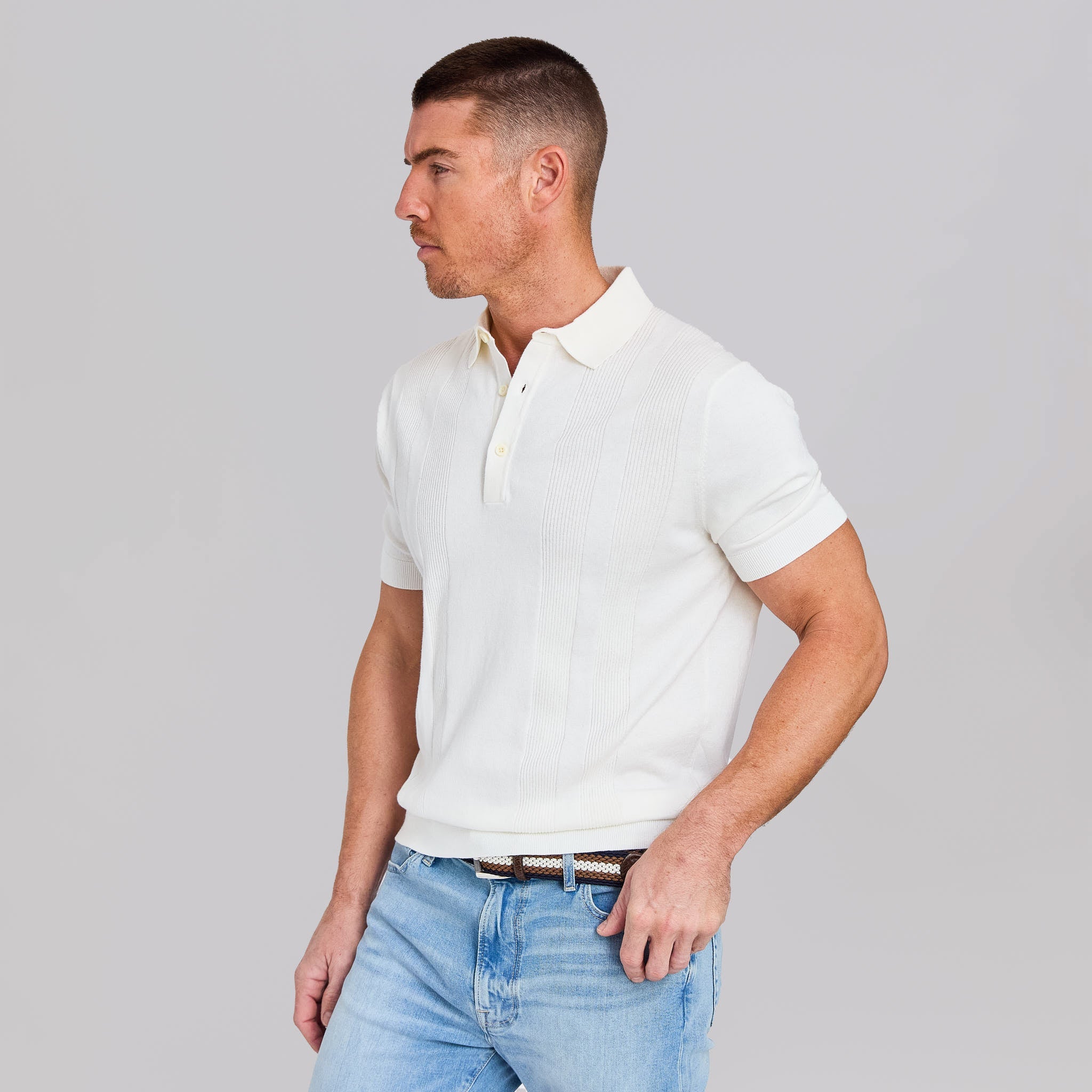 The Sergio - Cotton/Silk Polo - White