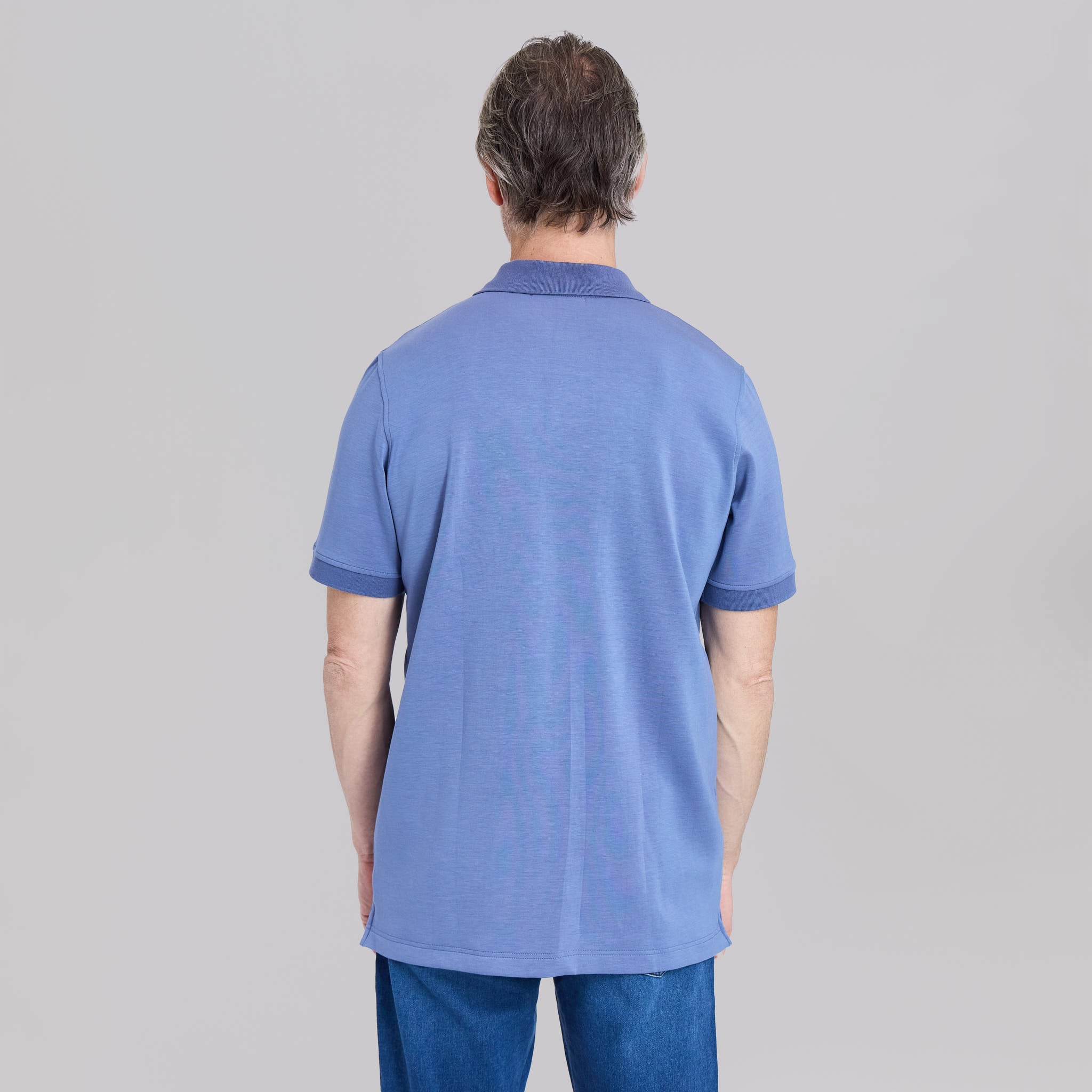 The Yates - Sand Washed Double Knit SS Polo - Lagoon