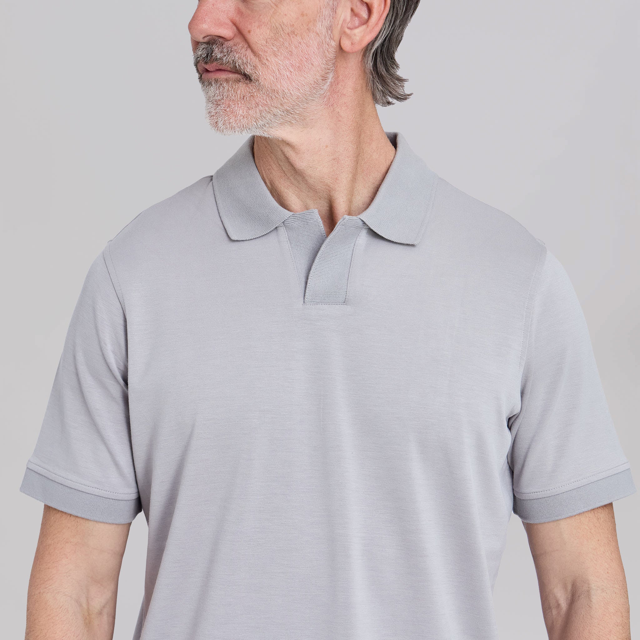 The Yates - Sand Washed Double Knit SS Polo - Mist Grey