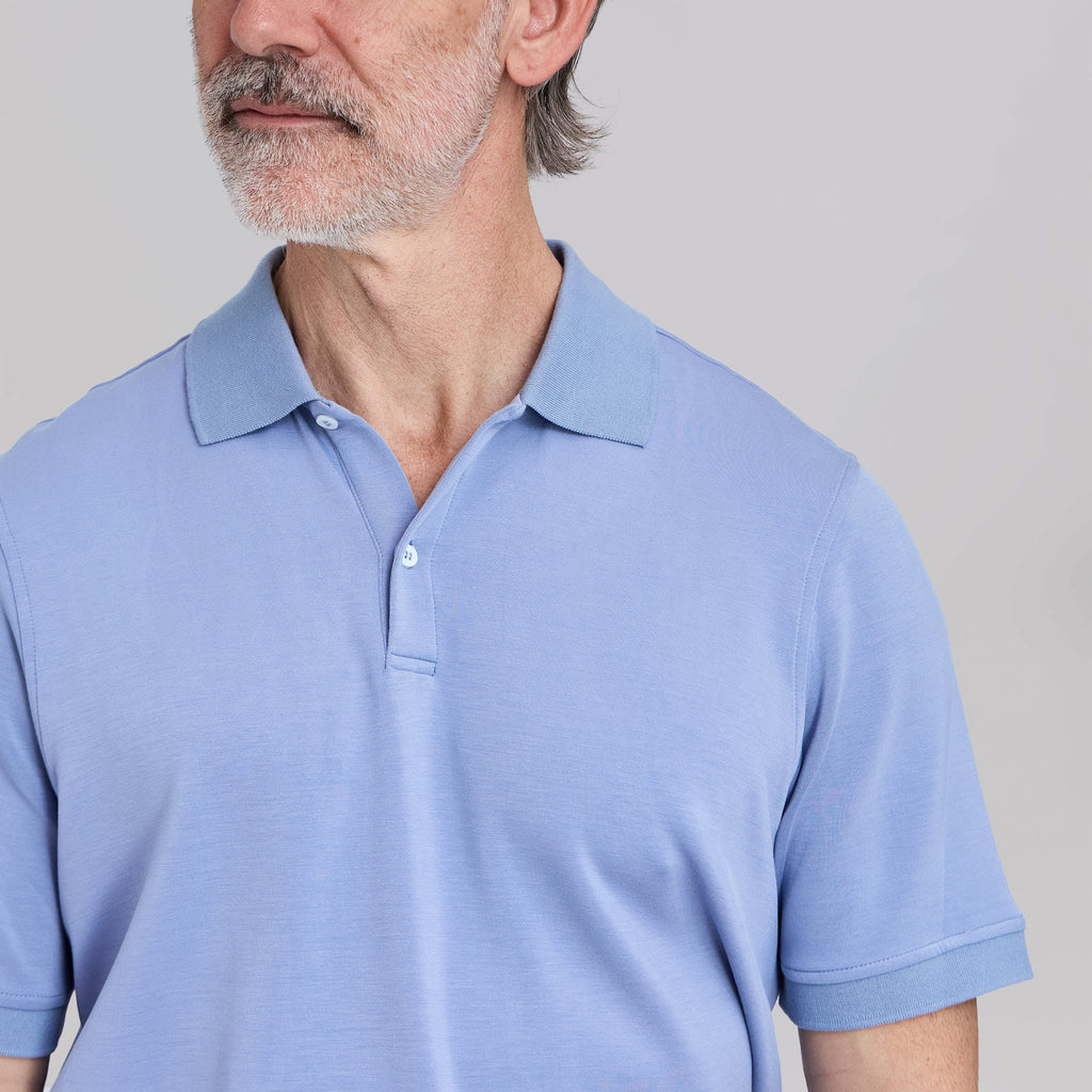 The Holden - Sand Washed Double Knit SS Polo - Blue Dusk