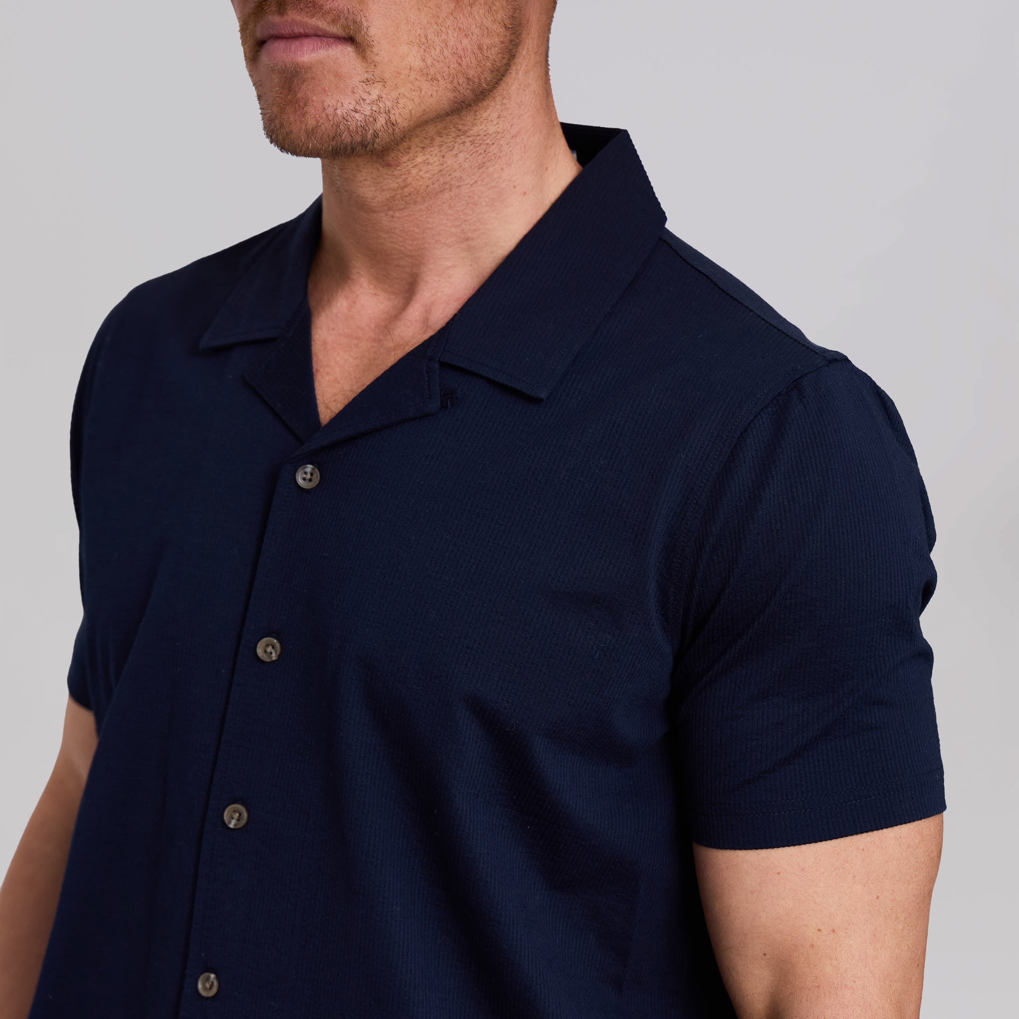 The Bodhi - Stretch Seersucker Cabana Shirt - Navy