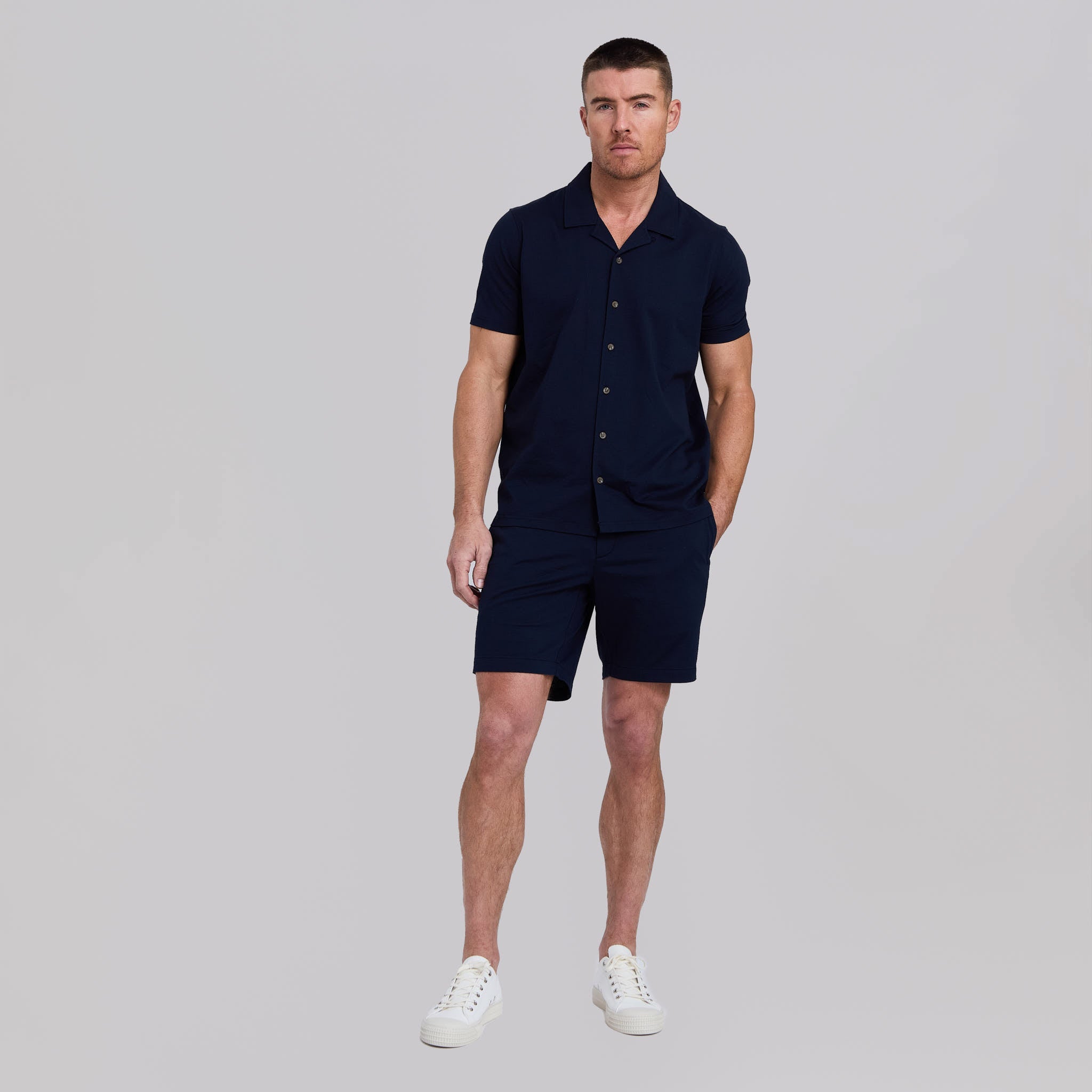 The Bodhi - Stretch Seersucker Cabana Shirt - Navy