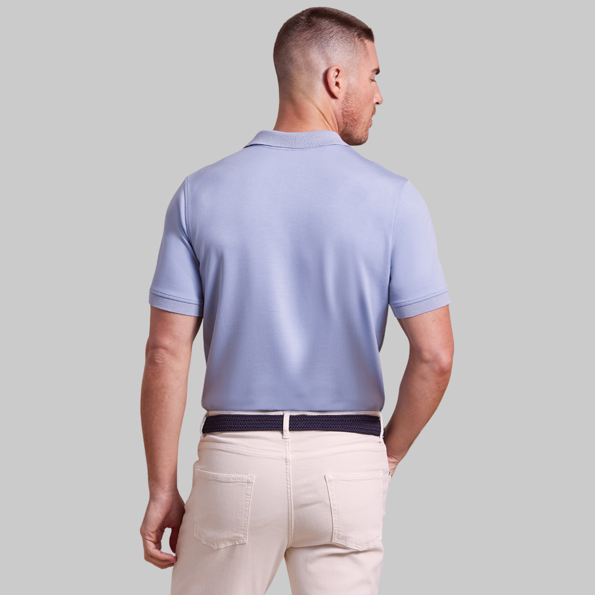 The Holden - Sand Washed Double Knit SS Polo - Sky Blue