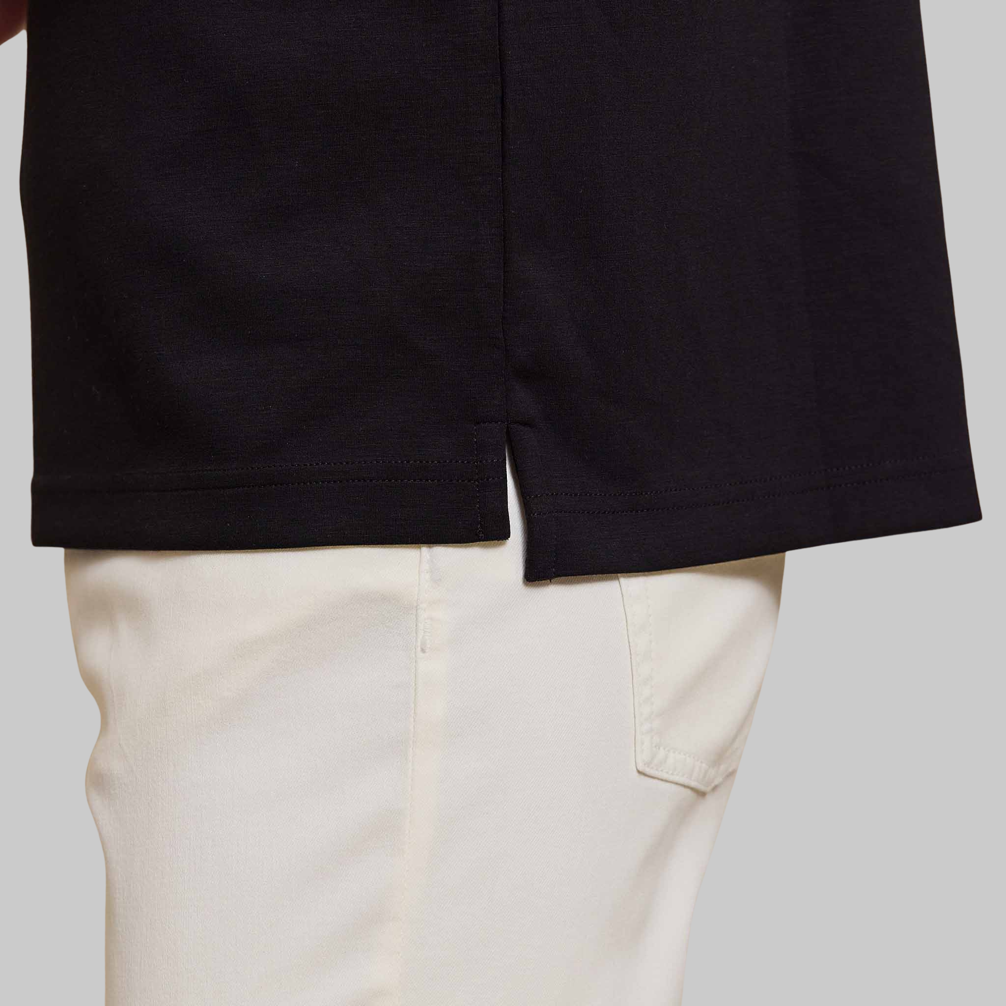 The Yates - Sand Washed Double Knit SS Polo - Black