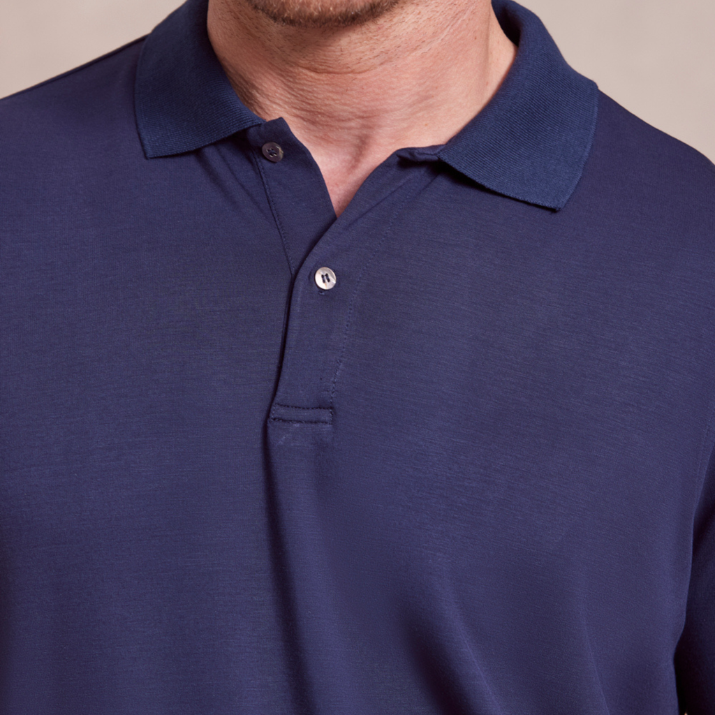 The Holden - Sand Washed Double Knit SS Polo - Navy