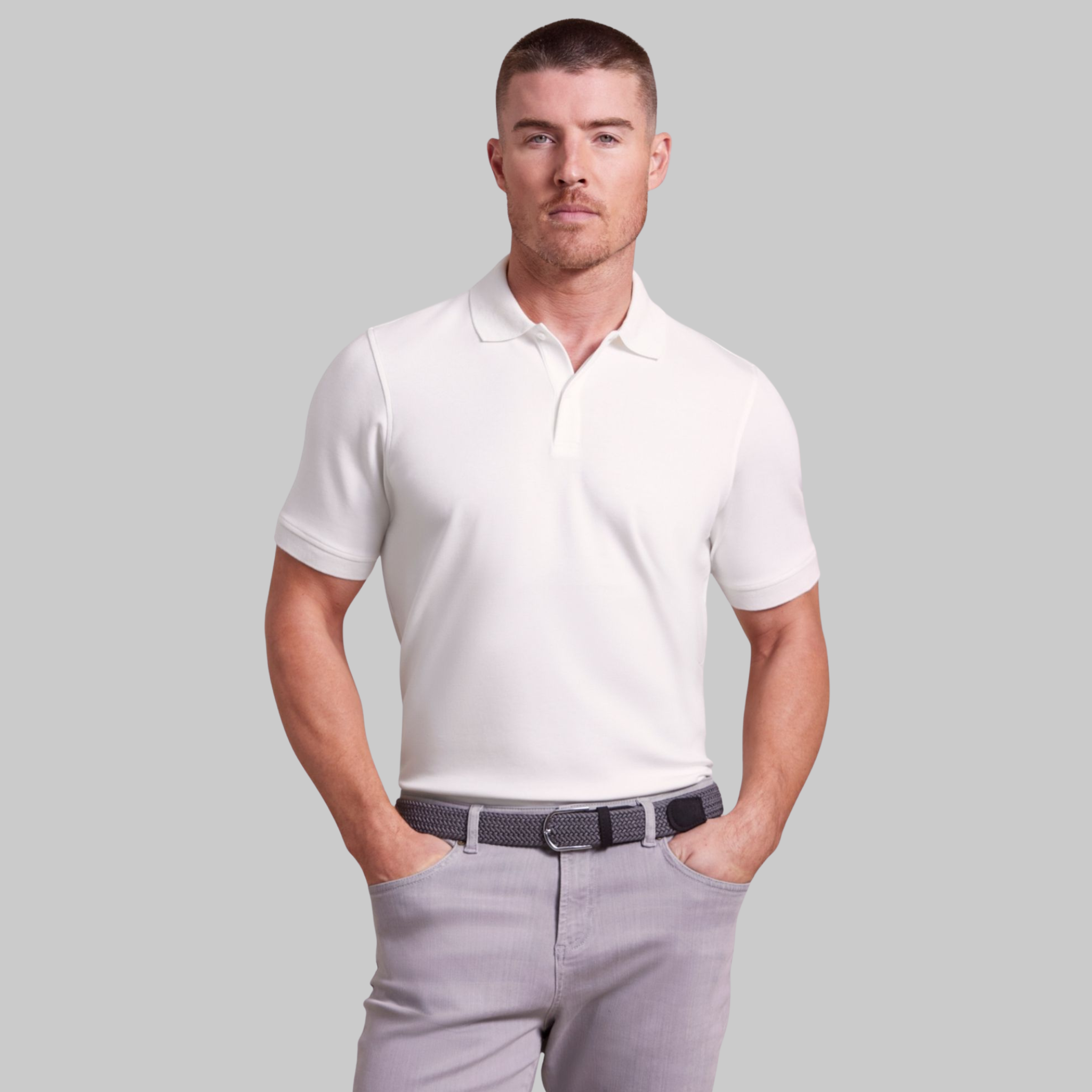 The Holden - Sand Washed Double Knit SS Polo - White