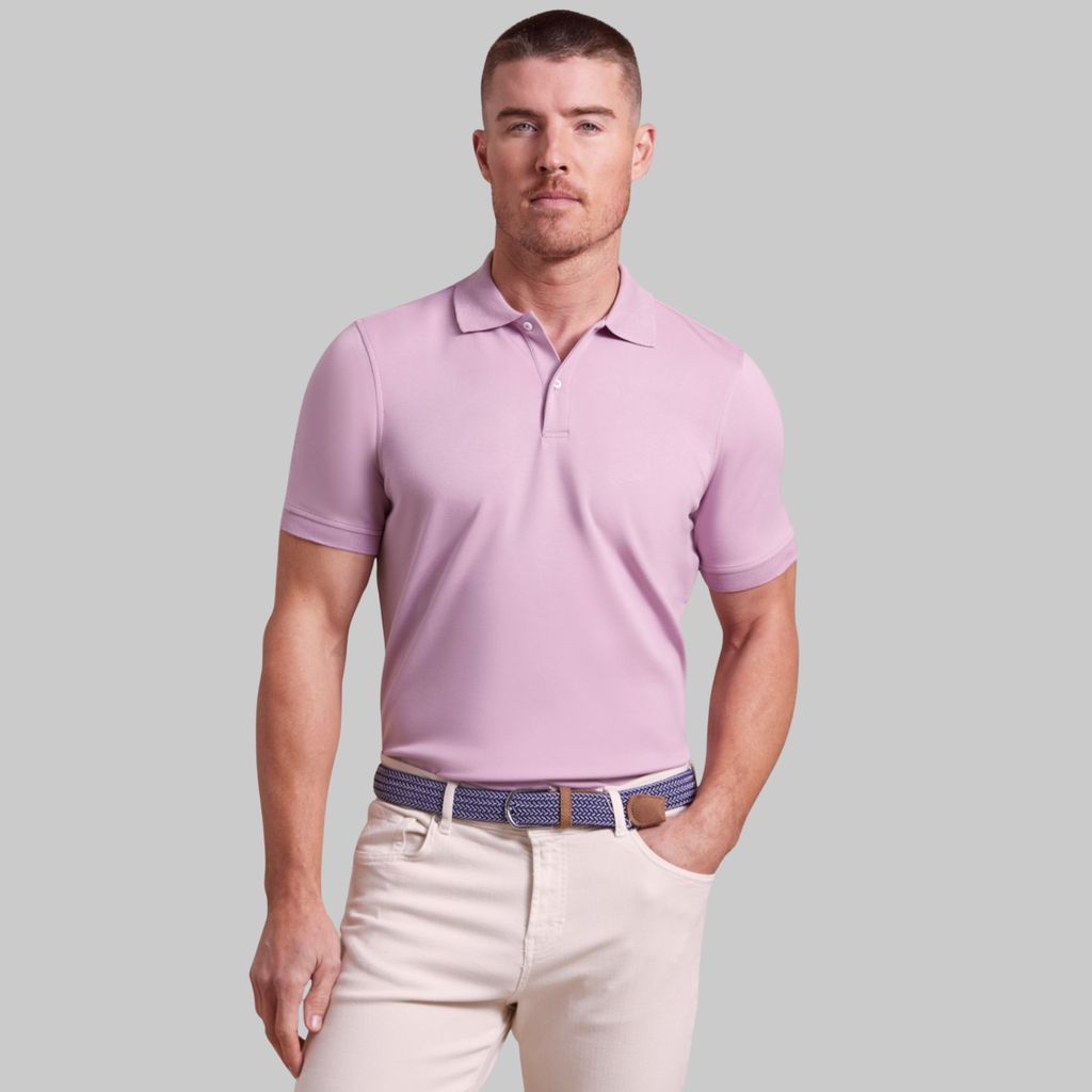 The Holden - Sand Washed Double Knit SS Polo - Lilac