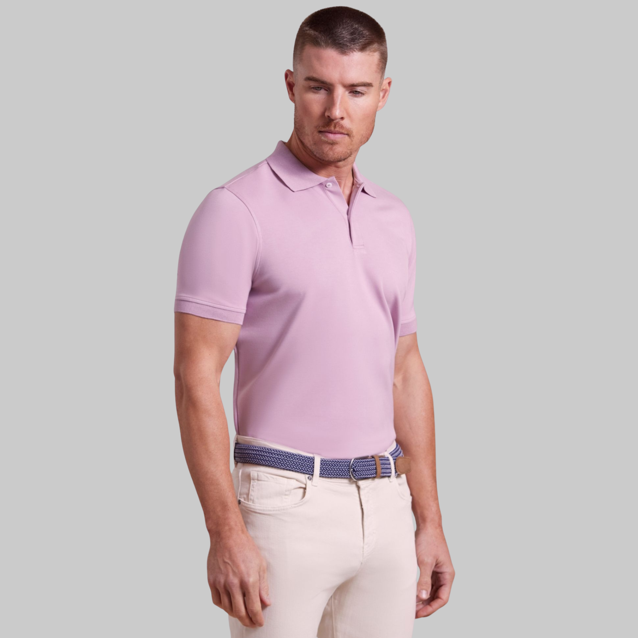 The Holden - Sand Washed Double Knit SS Polo - Lilac