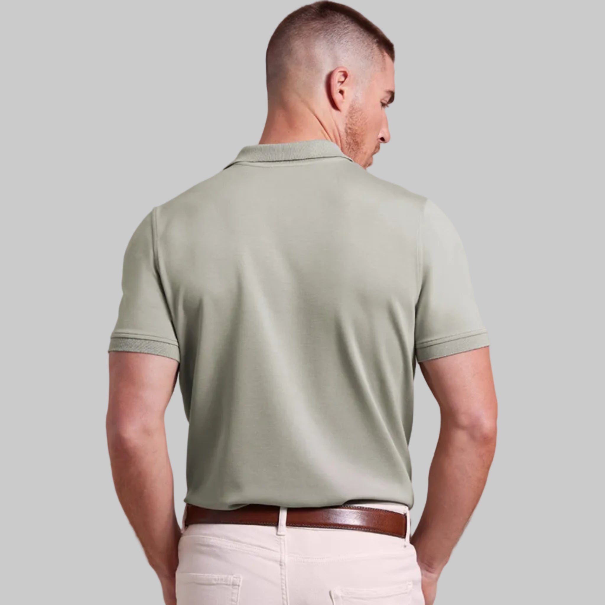 The Holden - Sand Washed Double Knit SS Polo - Olivine