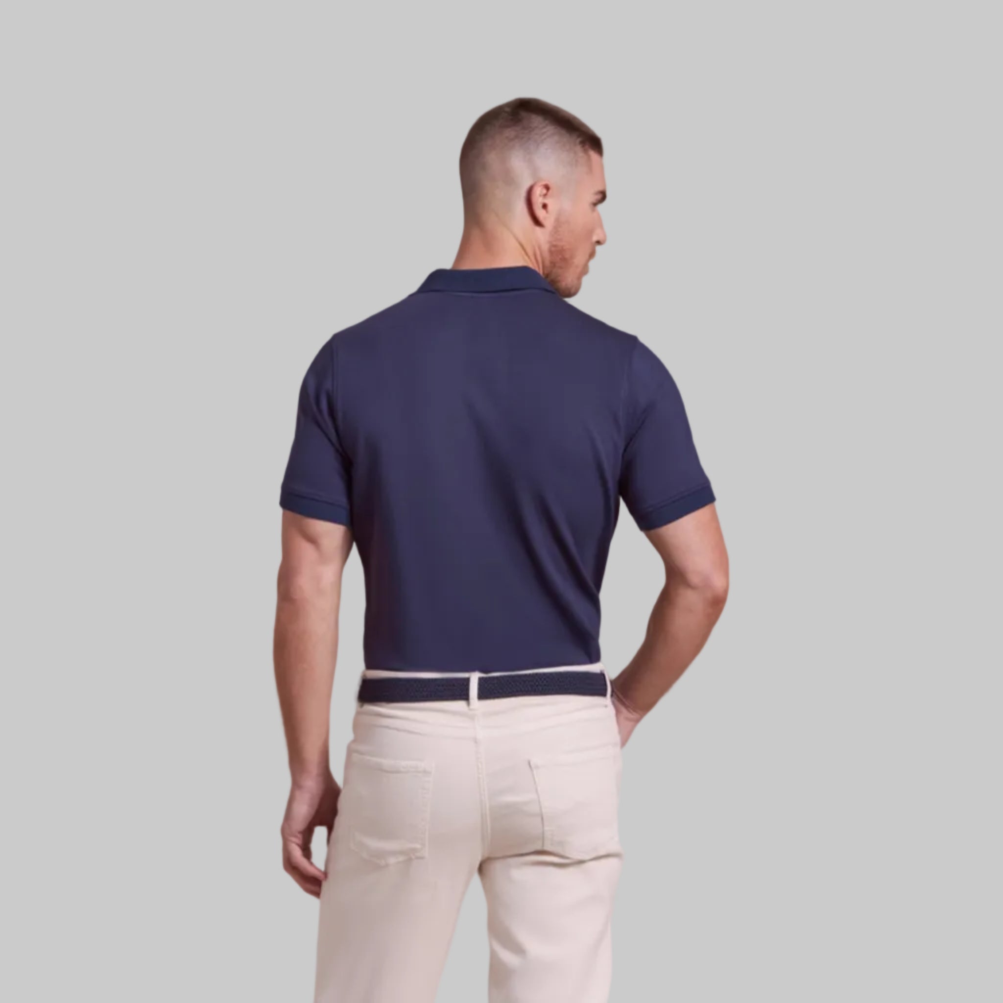 The Holden - Sand Washed Double Knit SS Polo - Navy