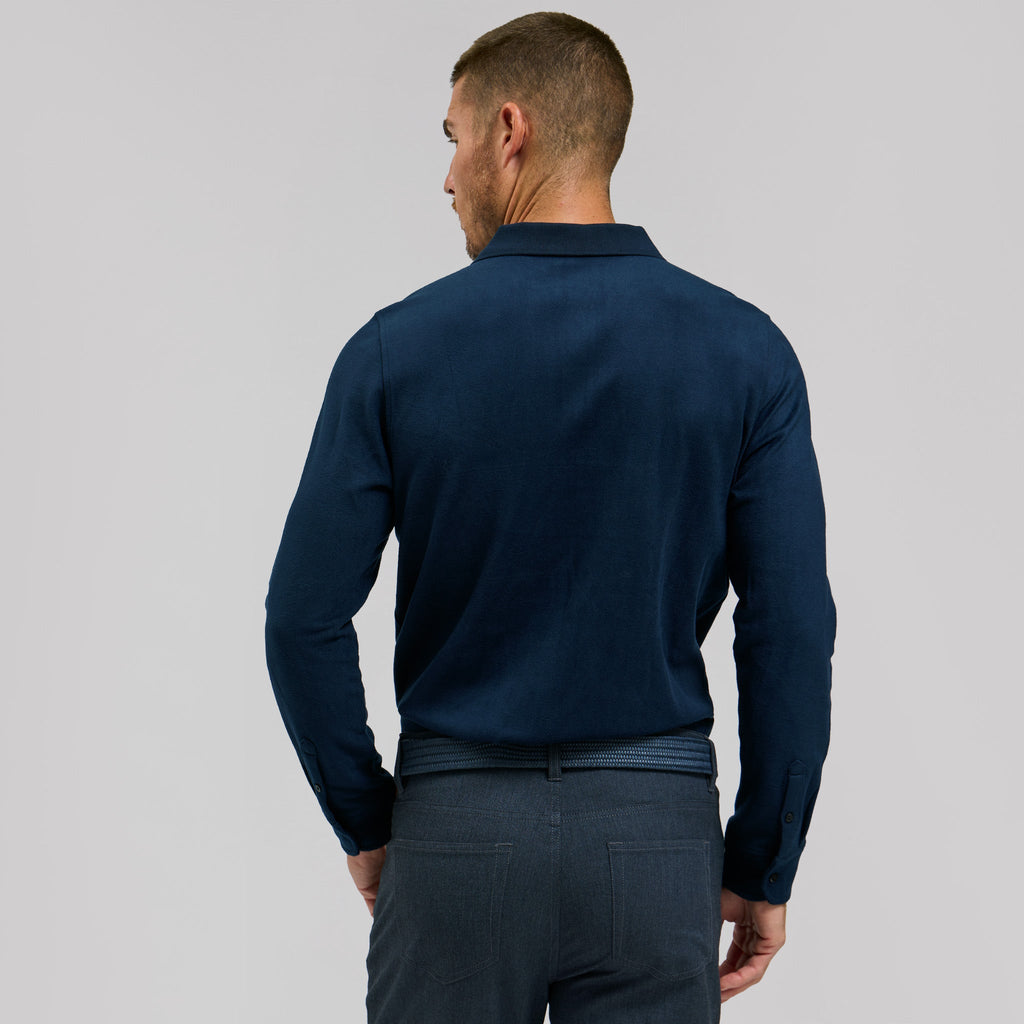 The Braden - Tech Wool Long Sleeve Polo - Navy