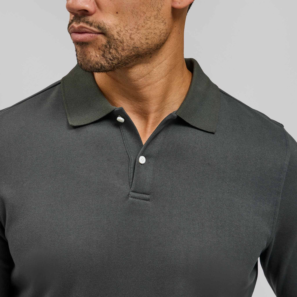 The Braden - Tech Wool Long Sleeve Polo - Cedar