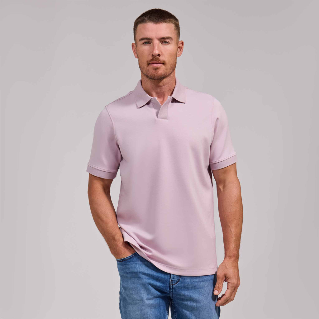 The Yates - Sand Washed Double Knit SS Polo - Lilac
