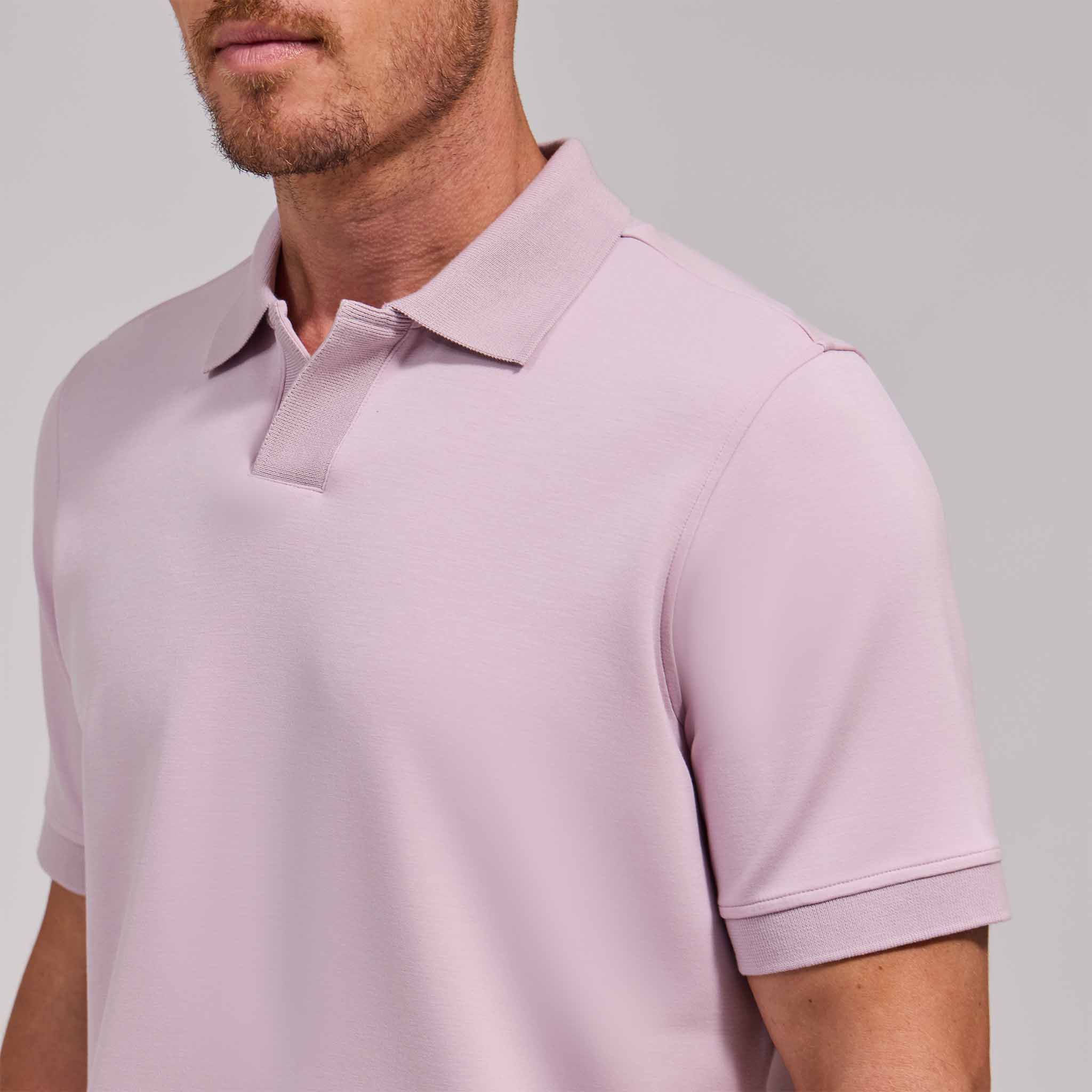 The Yates - Sand Washed Double Knit SS Polo - Lilac