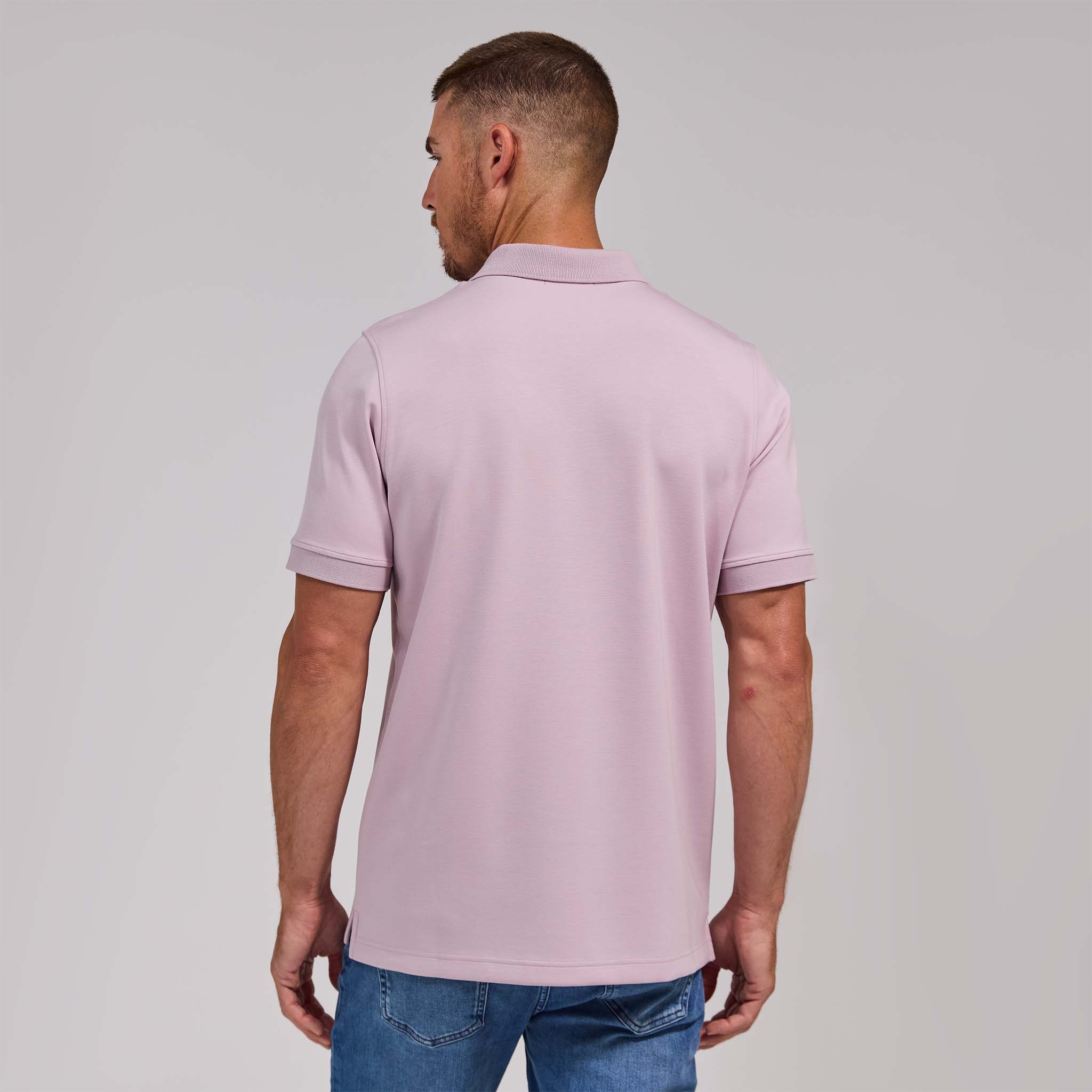 The Yates - Sand Washed Double Knit SS Polo - Lilac