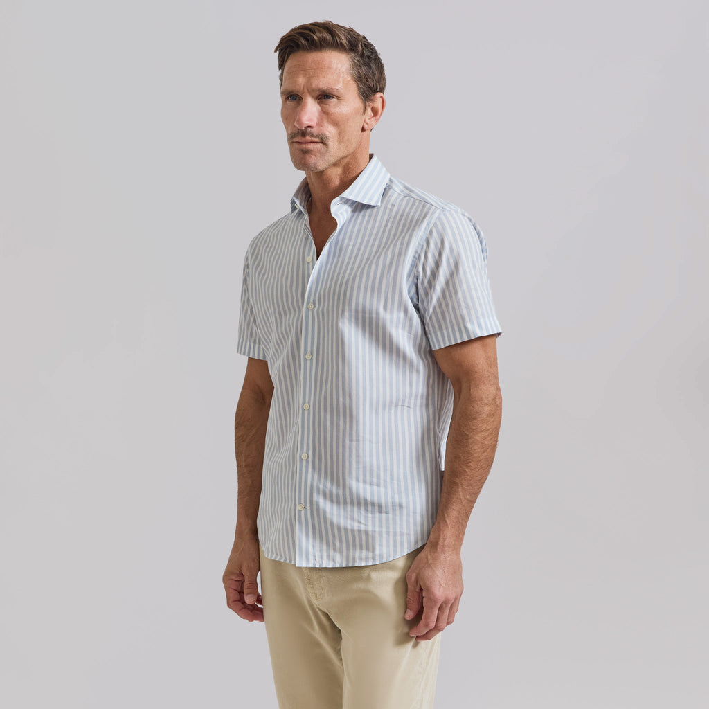 The Azure - Comfort SS Shirt - Faded Grey Stripe
