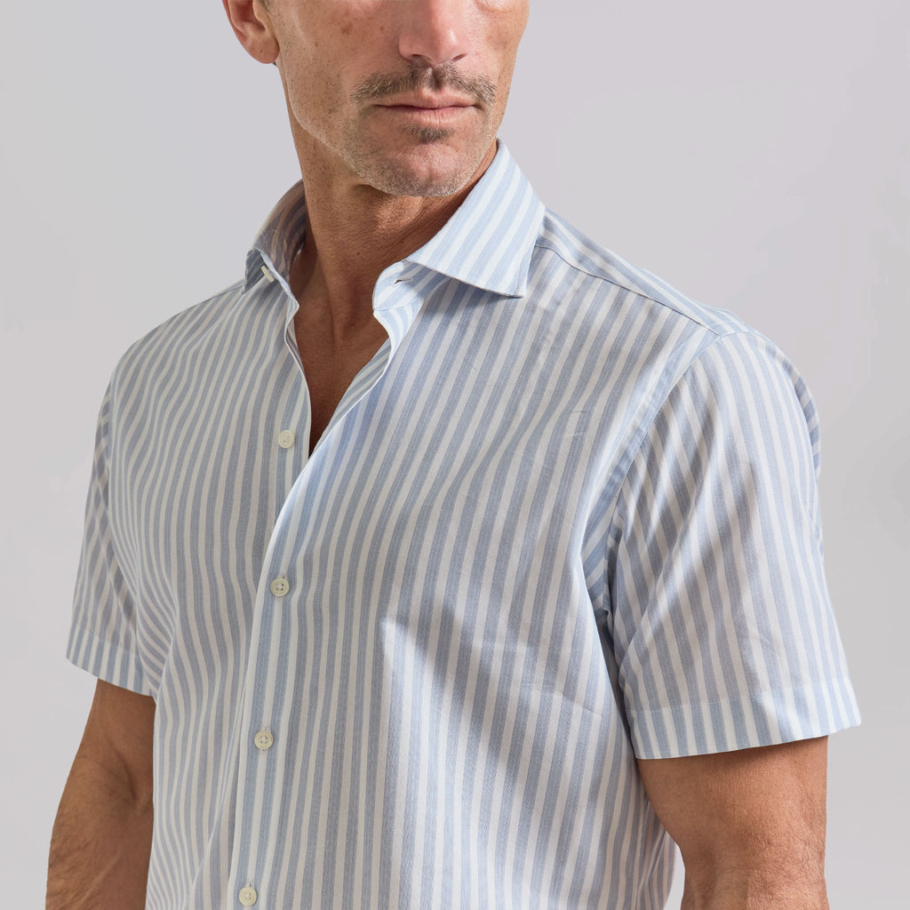 The Azure - Comfort SS Shirt - Faded Grey Stripe