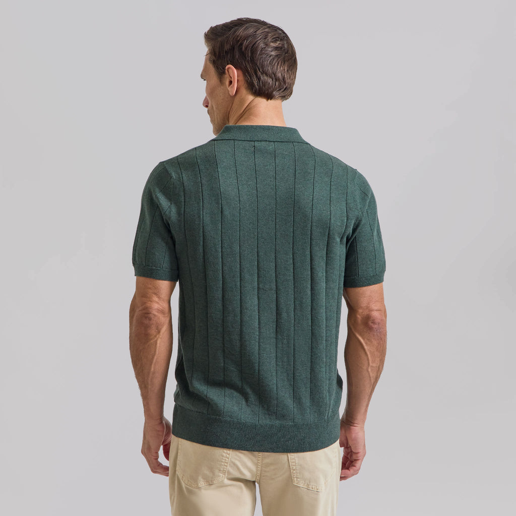 The Pearson - Cotton/Cashmere Striped SS Polo - Sage