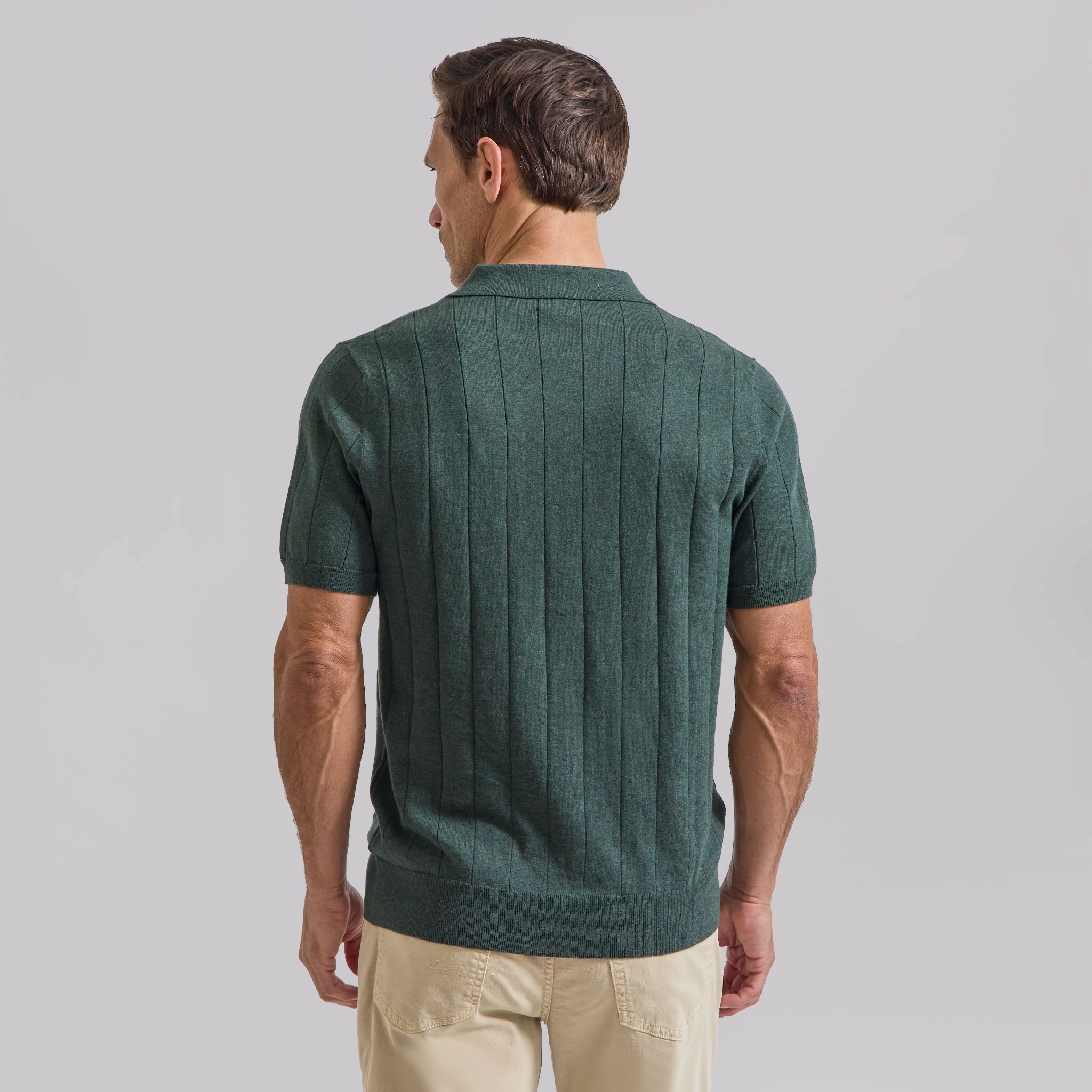 The Pearson - Cotton/Cashmere Striped SS Polo - Sage