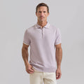 The Thomas - Cotton/Cashmere Polo w/ Collar Tipping - Lavender/Off White