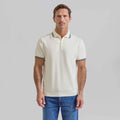 The Thomas - Cotton/Cashmere Polo w/ Collar Tipping - Off White/Navy