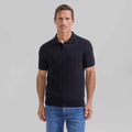 The Pearson - Cotton/Cashmere Striped SS Polo - Black